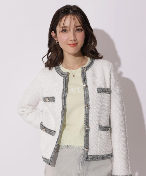 Apuweiser-riche(アプワイザーリッシェ)の「ハッピーカラーツイードジャケット(ニット/セーター・レディース・ライトブルー/ホワイト/ピンク・2/1)」の17枚目の写真