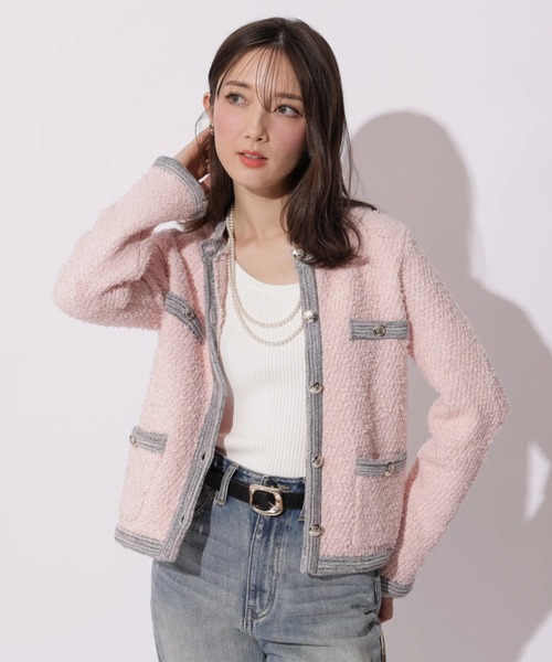 ハッピーカラーツイードジャケット（ニット/セーター）｜Apuweiser