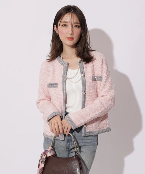 ハッピーカラーツイードジャケット（ニット/セーター）｜Apuweiser