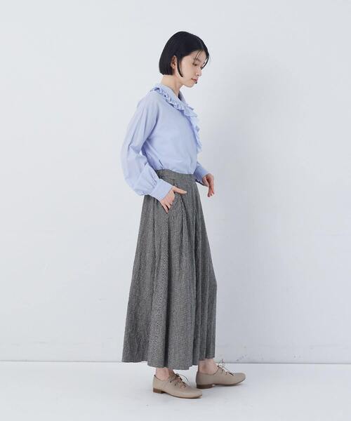 conges payes ADIEU TRISTESSE(コンジェ ペイエ アデュートリステス)の「【FAVE】タックAラインスカート(スカート・レディース・ブラック系その他/レッド系その他/チェック/インディゴブルー・38)」の8枚目の写真