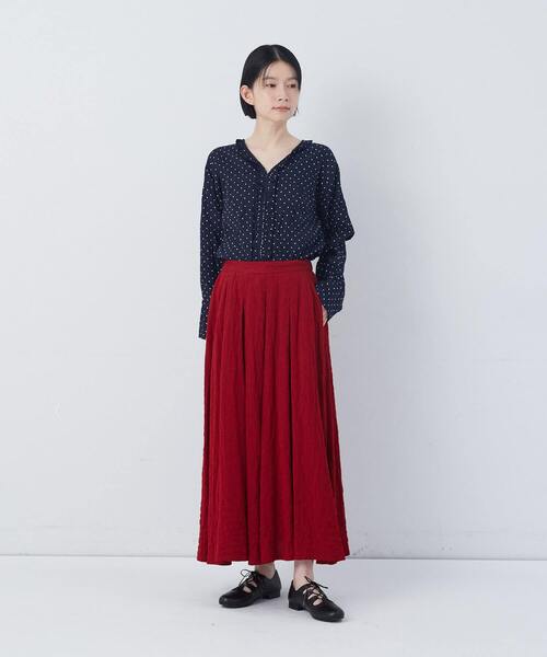 conges payes ADIEU TRISTESSE(コンジェ ペイエ アデュートリステス)の「【FAVE】タックAラインスカート(スカート・レディース・ブラック系その他/レッド系その他/チェック/インディゴブルー・38)」の4枚目の写真