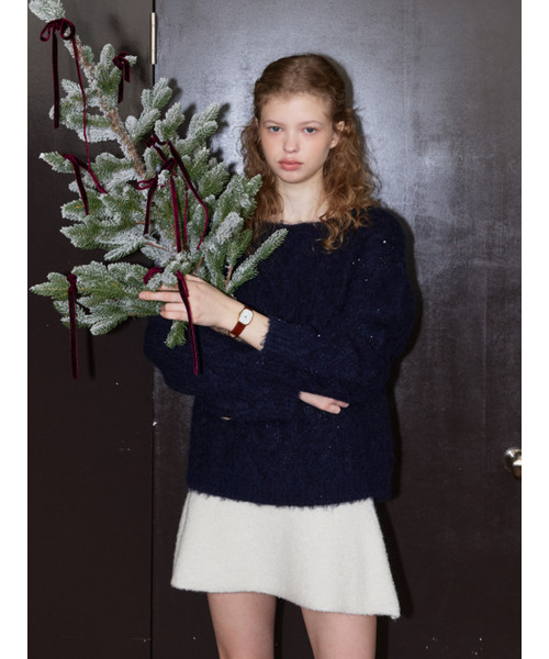 MAGNET ARCHIVE（マグネット アーカイブ）の「Love Cable Half Knit (Navy)（ニット/セーター・レディース・ネイビー・FREE）」の2枚目の写真