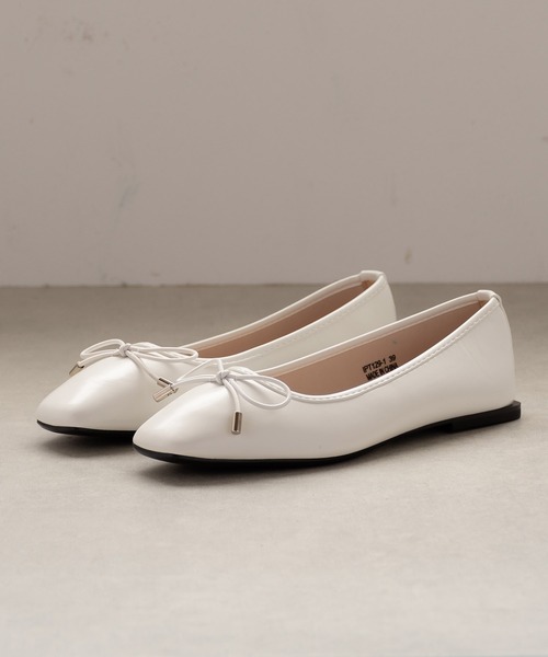 SVEC（シュベック）の「スクエアヒール リボンパンプス（バレエシューズ・レディース・ホワイト/ブラック系その他・38/37/40/39/36）」の2枚目の写真