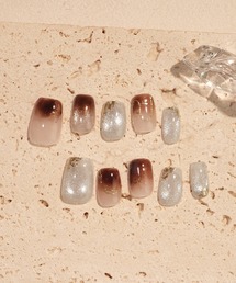 Anail（エーネイル）の「水光ネイルピンクマグネットオーロラストーンラメオーバルネイルチップ 冬ネイル17（ネイルシール/ネイルチップ）」