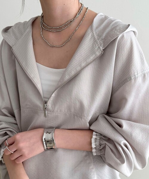 fredy emue（フレディエミュ）の「ストライプアノラックシャツブルゾン（シャツ/ブラウス・レディース・ブラック系その他/グレー系その他/ブルー系その他・38）」の3枚目の写真