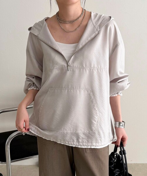 fredy emue（フレディエミュ）の「ストライプアノラックシャツブルゾン（シャツ/ブラウス・レディース・ブラック系その他/グレー系その他/ブルー系その他・38）」の9枚目の写真