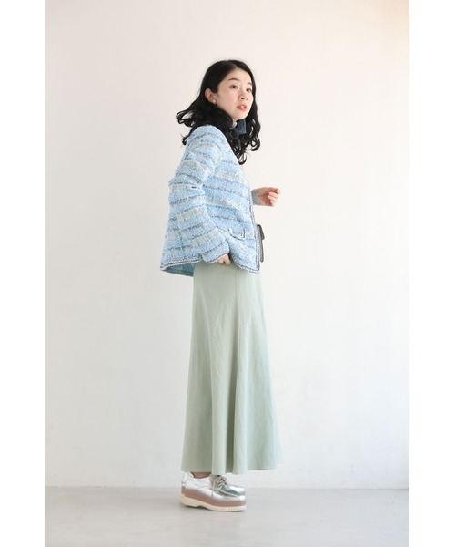 cawaii(カワイイ)の「気分も晴れやかな空色ツイードジャケット(ノーカラージャケット・レディース・ブルー・FREE)」の17枚目の写真