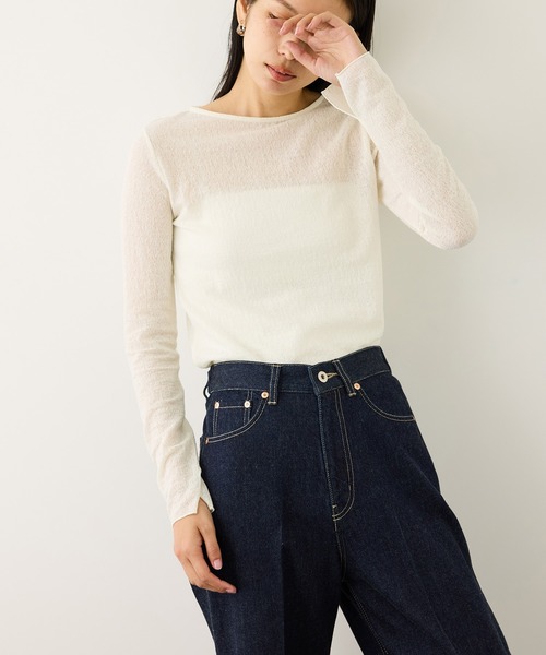 ROPE'（ロペ）の「コットンシアーロングスリーブカットソー/イージーケア（Tシャツ/カットソー・レディース・ブラック/ホワイト/ブラウン・FREE）」の18枚目の写真