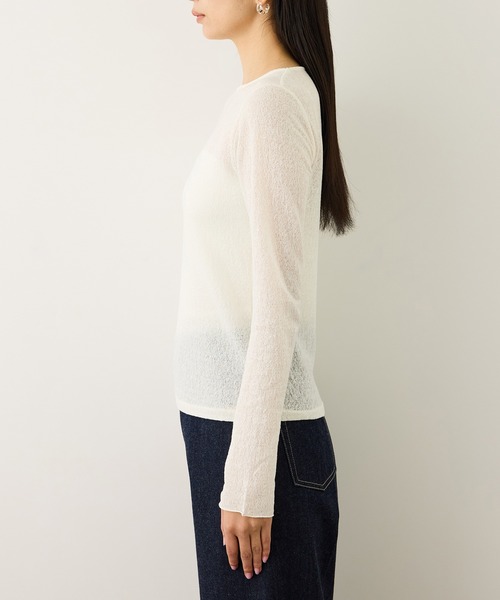 ROPE'（ロペ）の「コットンシアーロングスリーブカットソー/イージーケア（Tシャツ/カットソー・レディース・ブラック/ホワイト/ブラウン・FREE）」の4枚目の写真