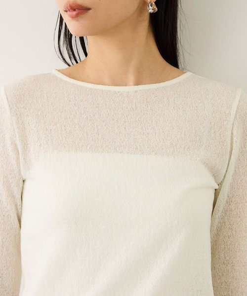 ROPE'(ロペ)の「コットンシアーロングスリーブカットソー/イージーケア(Tシャツ/カットソー・レディース・ブラック/ホワイト/ブラウン・FREE)」の6枚目の写真