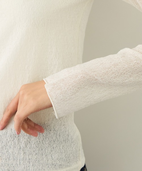 ROPE'（ロペ）の「コットンシアーロングスリーブカットソー/イージーケア（Tシャツ/カットソー・レディース・ブラック/ホワイト/ブラウン・FREE）」の7枚目の写真