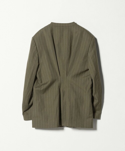 BEAUTY&YOUTH UNITED ARROWS（ビューティーアンドユースユナイテッドアローズ）の「麻ブレンド ストライプ カラーレス ジャケット（ノーカラージャケット・レディース・ブラック/オリーブ・S/M）」の8枚目の写真