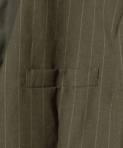 BEAUTY&YOUTH UNITED ARROWS（ビューティーアンドユースユナイテッドアローズ）の「麻ブレンド ストライプ カラーレス ジャケット（ノーカラージャケット・レディース・ブラック/オリーブ・S/M）」の12枚目の写真
