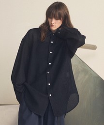 《UNISEX》Gima Mesh Russell Maxi Regular Collar Shirts Coat/ギマメッシュラッセルプライムオーバーシャツコート【MAISON SPECIAL/メゾンスペシャル】