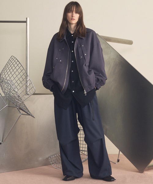 MAISON SPECIAL（メゾンスペシャル）の「《UNISEX》Gima Mesh Russell Maxi Regular Collar Shirts Coat/ギマメッシュラッセルプライムオーバーシャツコート【MAISON SPECIAL/メゾンスペシャル】（シャツ/ブラウス・メンズ・サックスブルー/グレイッシュベージュ/ブラック・2/1/0）」の4枚目の写真