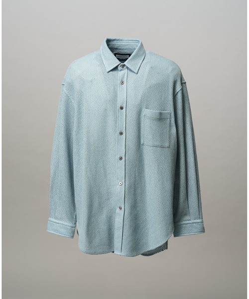MAISON SPECIAL（メゾンスペシャル）の「《UNISEX》Gima Mesh Russell Maxi Regular Collar Shirts Coat/ギマメッシュラッセルプライムオーバーシャツコート【MAISON SPECIAL/メゾンスペシャル】（シャツ/ブラウス・メンズ・サックスブルー/グレイッシュベージュ/ブラック・2/1/0）」の21枚目の写真
