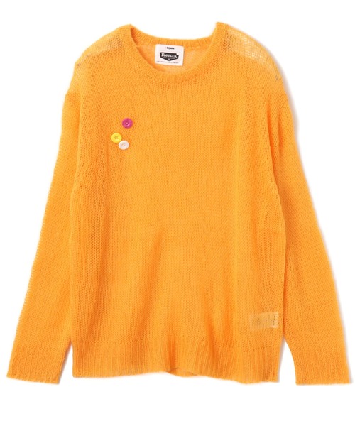 FUGGLER(パグラー)の「atmos pink x FUGGLER Crew Neck Knit Top / アトモスピンク x ファグラー クルー ネック ニット トップ 【SP】(ニット/セーター・レディース・オレンジ/マルチ/ブラック・FREE)」の1枚目の写真