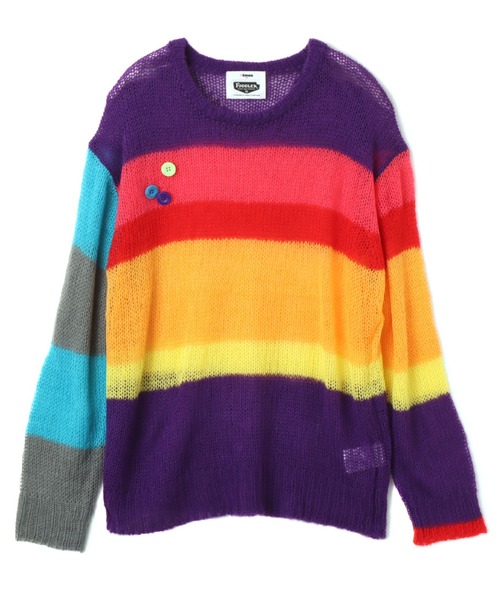 FUGGLER(パグラー)の「atmos pink x FUGGLER Crew Neck Knit Top / アトモスピンク x ファグラー クルー ネック ニット トップ 【SP】(ニット/セーター・レディース・オレンジ/マルチ/ブラック・FREE)」の3枚目の写真