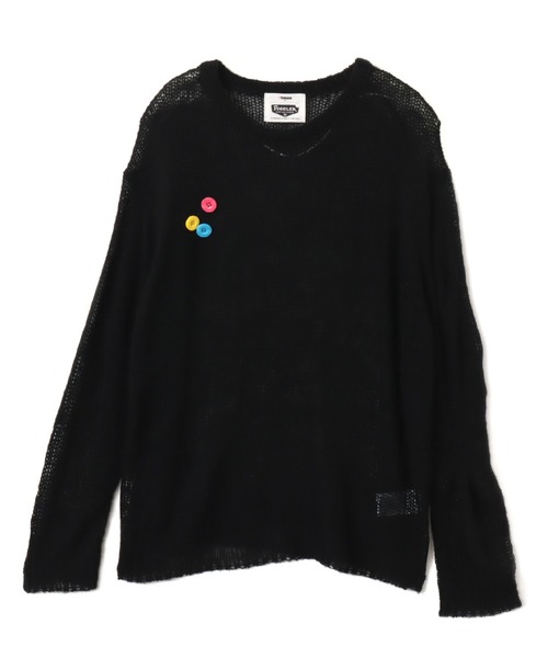 FUGGLER(パグラー)の「atmos pink x FUGGLER Crew Neck Knit Top / アトモスピンク x ファグラー クルー ネック ニット トップ 【SP】(ニット/セーター・レディース・オレンジ/マルチ/ブラック・FREE)」の2枚目の写真