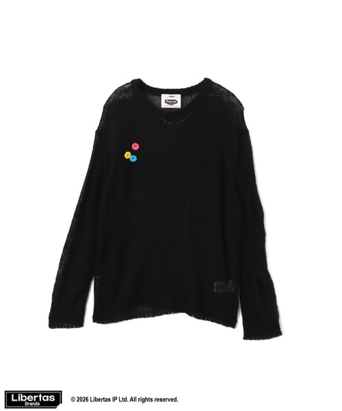 FUGGLER(パグラー)の「atmos pink x FUGGLER Crew Neck Knit Top / アトモスピンク x ファグラー クルー ネック ニット トップ 【SP】(ニット/セーター・レディース・オレンジ/マルチ/ブラック・FREE)」の5枚目の写真