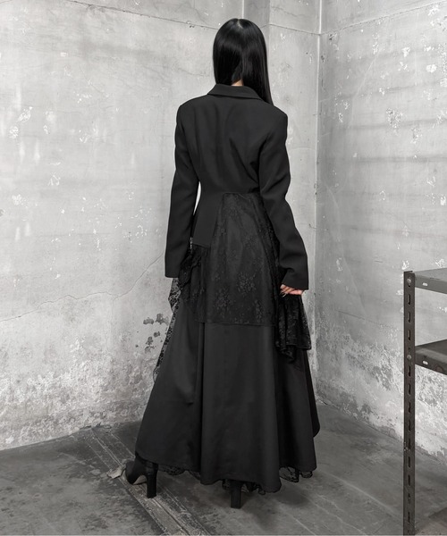 LVEU.(ラブユ.)の「【LVEU.】アシンメトリー切り替えジャケット / アウター ジャケット クロップド ショート アシメ アシンメトリー テーラード チュール レース シアー ブラック モード(テーラードジャケット・レディース・ブラック系その他/ブラック・FREE)」の12枚目の写真