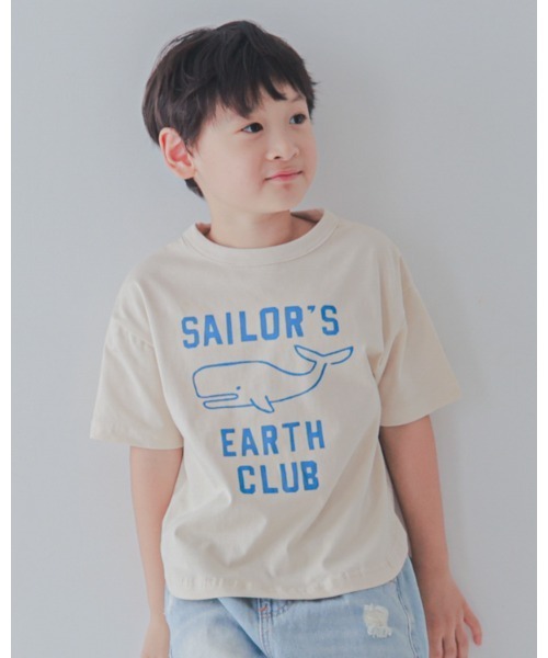 2nd(セカンド)の「ジーンズベーセカンド EARTH CLUB Tシャツ(Tシャツ/カットソー・キッズ・ブルー/アイボリー・160cm/150cm/140cm/130cm/120cm/110cm)」の2枚目の写真