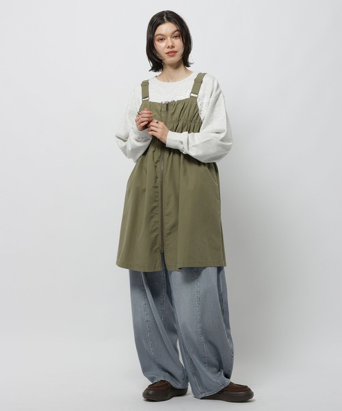 niko and...（ニコアンド）の「2WAYギャザージャンパースカート（ジャンパースカート・レディース・カーキ/チャコール/ベージュ・MEDIUM）」の3枚目の写真