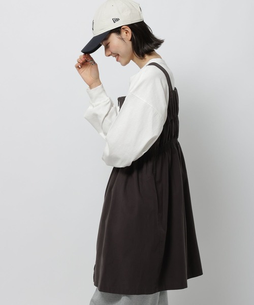 niko and...（ニコアンド）の「2WAYギャザージャンパースカート（ジャンパースカート・レディース・カーキ/チャコール/ベージュ・MEDIUM）」の6枚目の写真