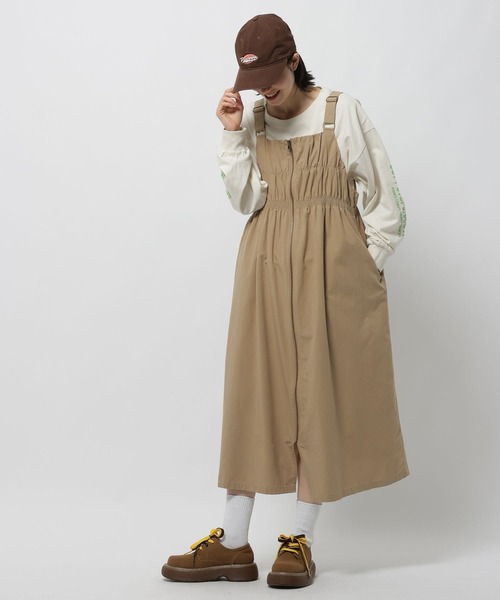 niko and...（ニコアンド）の「2WAYギャザージャンパースカート（ジャンパースカート・レディース・カーキ/チャコール/ベージュ・MEDIUM）」の8枚目の写真