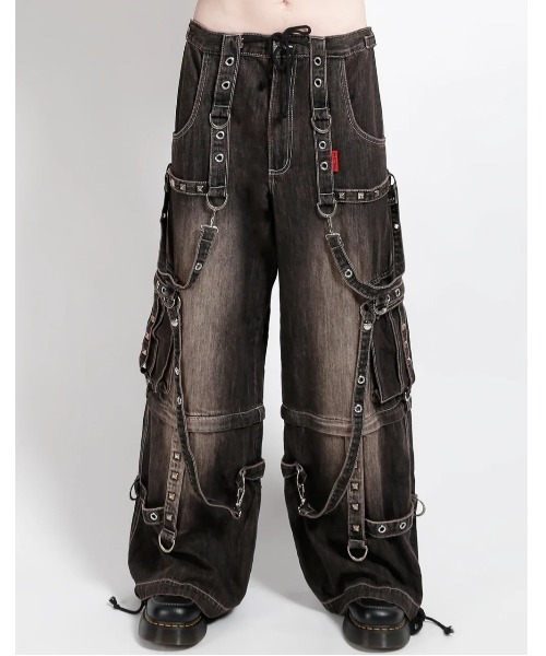 TRIPP nyc（トリップニューヨークシティ）の「【TRIPP nyc】STRAP PANT [JM7177MDR] / 【トリップ ニューヨーク】ボンテージストラップウォッシュワイドデニムパンツ（デニムパンツ・メンズ・ブラウン・XXS/XS）」の3枚目の写真