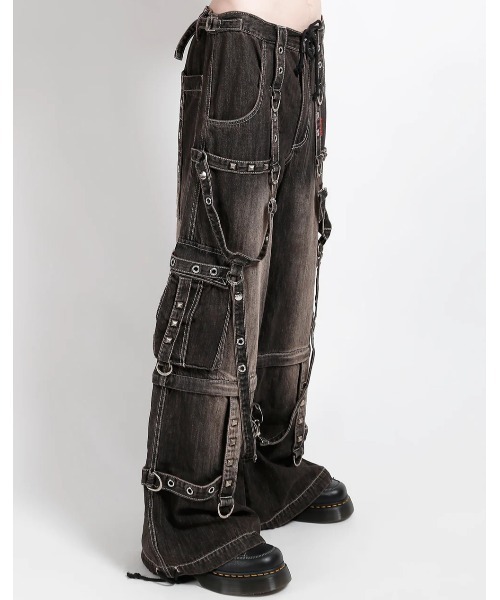 TRIPP nyc（トリップニューヨークシティ）の「【TRIPP nyc】STRAP PANT [JM7177MDR] / 【トリップ ニューヨーク】ボンテージストラップウォッシュワイドデニムパンツ（デニムパンツ・メンズ・ブラウン・XXS/XS）」の4枚目の写真