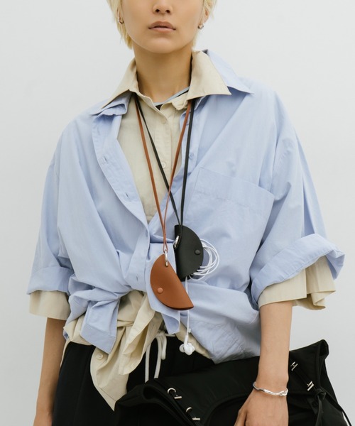 HANNE(アン)の「ハーフスリーブシャツセットアップ(セットアップ・レディース・ピンク/ブラウン/ブルー/ネイビー/ベージュ・FREE)」の4枚目の写真
