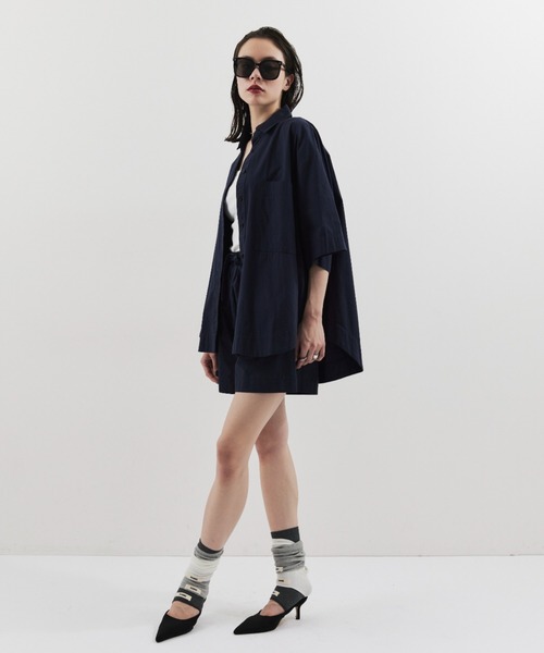 HANNE(アン)の「ハーフスリーブシャツセットアップ(セットアップ・レディース・ピンク/ブラウン/ブルー/ネイビー/ベージュ・FREE)」の10枚目の写真