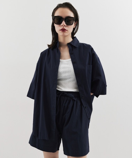 HANNE(アン)の「ハーフスリーブシャツセットアップ(セットアップ・レディース・ピンク/ブラウン/ブルー/ネイビー/ベージュ・FREE)」の7枚目の写真