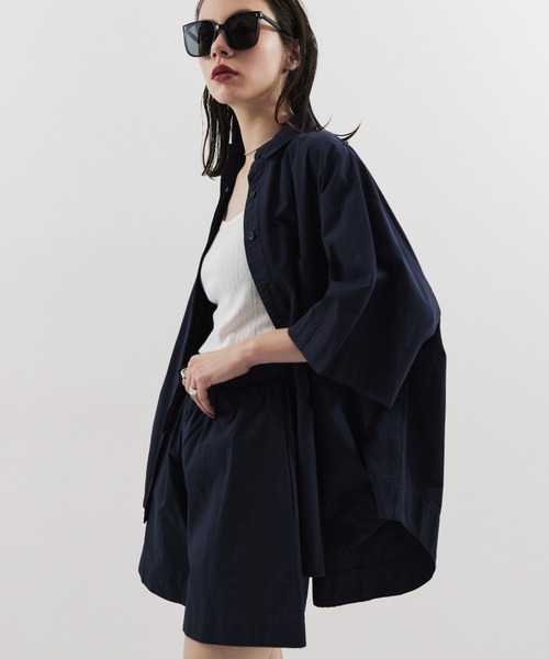 HANNE(アン)の「ハーフスリーブシャツセットアップ(セットアップ・レディース・ピンク/ブラウン/ブルー/ネイビー/ベージュ・FREE)」の8枚目の写真