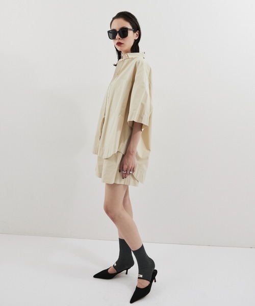 HANNE(アン)の「ハーフスリーブシャツセットアップ(セットアップ・レディース・ピンク/ブラウン/ブルー/ネイビー/ベージュ・FREE)」の16枚目の写真