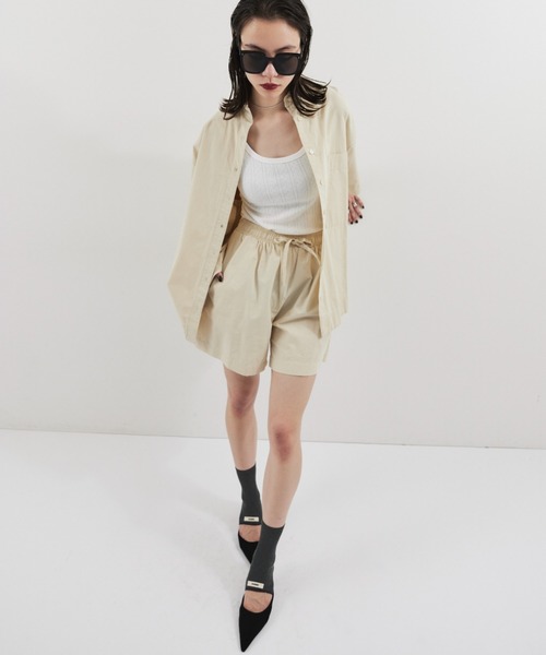 HANNE(アン)の「ハーフスリーブシャツセットアップ(セットアップ・レディース・ピンク/ブラウン/ブルー/ネイビー/ベージュ・FREE)」の17枚目の写真