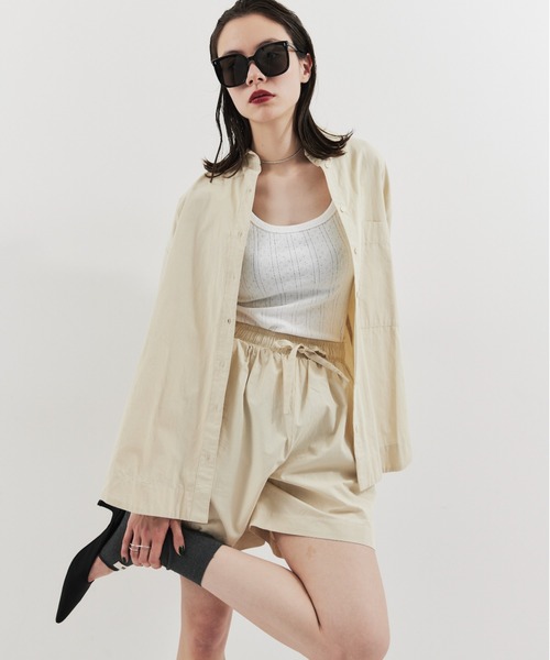 HANNE(アン)の「ハーフスリーブシャツセットアップ(セットアップ・レディース・ピンク/ブラウン/ブルー/ネイビー/ベージュ・FREE)」の13枚目の写真