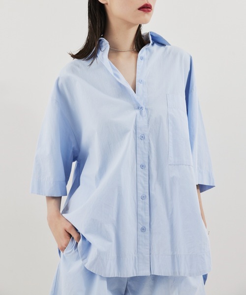 HANNE(アン)の「ハーフスリーブシャツセットアップ(セットアップ・レディース・ピンク/ブラウン/ブルー/ネイビー/ベージュ・FREE)」の22枚目の写真