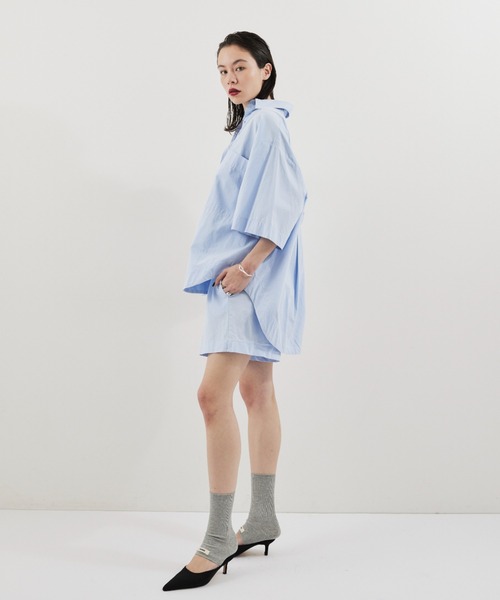 HANNE(アン)の「ハーフスリーブシャツセットアップ(セットアップ・レディース・ピンク/ブラウン/ブルー/ネイビー/ベージュ・FREE)」の21枚目の写真