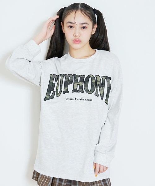 LOVETOXIC(ラブトキシック)の「【LTXC/綿100%】カレッジ柄ロゴ長袖T(Tシャツ/カットソー・キッズ・トップグレー/ホワイト系その他/オフホワイト/ブラック・L:160cm/S:140cm/130cm/M:150cm)」の3枚目の写真
