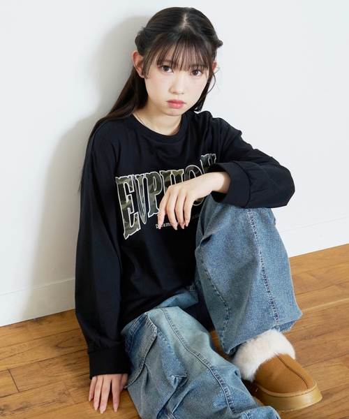 LOVETOXIC(ラブトキシック)の「【LTXC/綿100%】カレッジ柄ロゴ長袖T(Tシャツ/カットソー・キッズ・トップグレー/ホワイト系その他/オフホワイト/ブラック・L:160cm/S:140cm/130cm/M:150cm)」の16枚目の写真