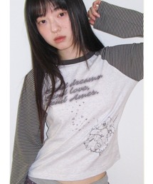 A'GEM/9 × .kom 『AMESWORLDWIDE/アメスワールドワイド』 CUPID RABBIT STRIPE RAGLAN LS TEE/キューピッドウサギボーダーラグラン ロングスリーブ