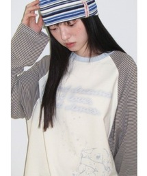A'GEM/9 × .kom 『AMESWORLDWIDE/アメスワールドワイド』 CUPID RABBIT STRIPE RAGLAN LS TEE/キューピッドウサギボーダーラグラン ロングスリーブ