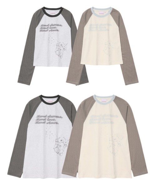 AMESWORLDWIDE(アメスワールドワイド)の「A'GEM/9 × .kom 『AMESWORLDWIDE/アメスワールドワイド』 CUPID RABBIT STRIPE RAGLAN LS TEE/キューピッドウサギボーダーラグラン ロングスリーブ(Tシャツ/カットソー・レディース・グレー/ブルー・S)」の11枚目の写真