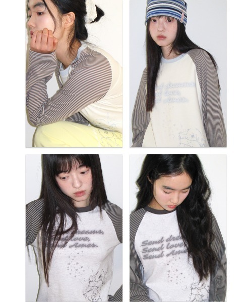 AMESWORLDWIDE(アメスワールドワイド)の「A'GEM/9 × .kom 『AMESWORLDWIDE/アメスワールドワイド』 CUPID RABBIT STRIPE RAGLAN LS TEE/キューピッドウサギボーダーラグラン ロングスリーブ(Tシャツ/カットソー・レディース・グレー/ブルー・S)」の21枚目の写真