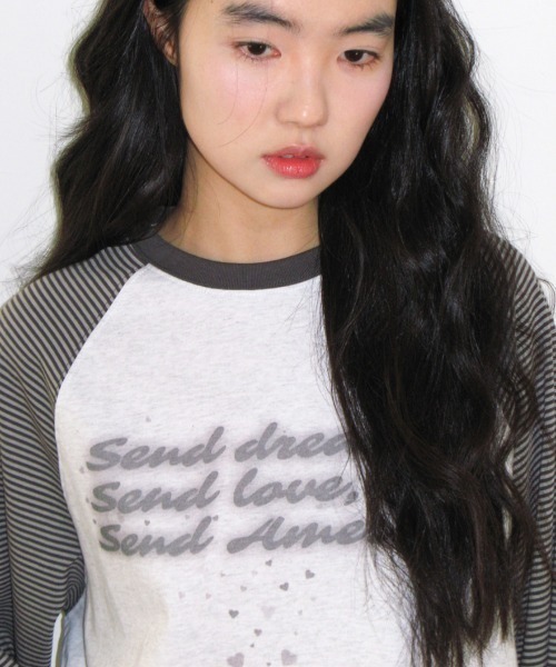 AMESWORLDWIDE(アメスワールドワイド)の「A'GEM/9 × .kom 『AMESWORLDWIDE/アメスワールドワイド』 CUPID RABBIT STRIPE RAGLAN LS TEE/キューピッドウサギボーダーラグラン ロングスリーブ(Tシャツ/カットソー・レディース・グレー/ブルー・S)」の22枚目の写真