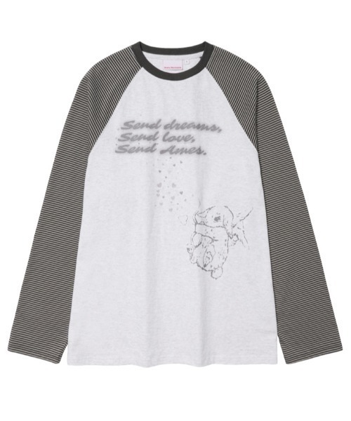 AMESWORLDWIDE(アメスワールドワイド)の「A'GEM/9 × .kom 『AMESWORLDWIDE/アメスワールドワイド』 CUPID RABBIT STRIPE RAGLAN LS TEE/キューピッドウサギボーダーラグラン ロングスリーブ(Tシャツ/カットソー・レディース・グレー/ブルー・S)」の14枚目の写真