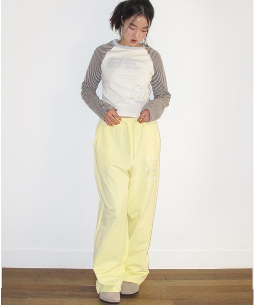 AMESWORLDWIDE(アメスワールドワイド)の「A'GEM/9 × .kom 『AMESWORLDWIDE/アメスワールドワイド』 CUPID RABBIT STRIPE RAGLAN LS TEE/キューピッドウサギボーダーラグラン ロングスリーブ(Tシャツ/カットソー・レディース・グレー/ブルー・S)」の7枚目の写真