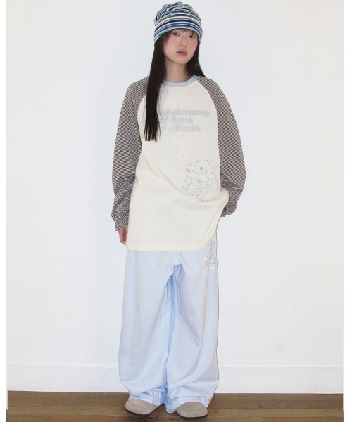 AMESWORLDWIDE(アメスワールドワイド)の「A'GEM/9 × .kom 『AMESWORLDWIDE/アメスワールドワイド』 CUPID RABBIT STRIPE RAGLAN LS TEE/キューピッドウサギボーダーラグラン ロングスリーブ(Tシャツ/カットソー・レディース・グレー/ブルー・S)」の10枚目の写真